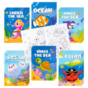 angolio 24pcs ocean animals coloring books bulk for kids mini diy art drawing book set for shark seahorse jellyfish under the sea animal theme kindergarten school classroom rewards goodie bag filler