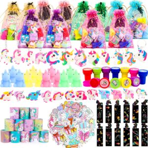 unicorn party favors for boys and girls, 134 pcs unicorn birthday party supplies unicorn gifts pinata for birthday girls age 3-5, 6-8, unicorn party favors bags treat bags for graduation, birthday