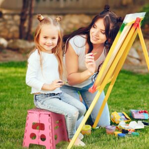 Folding Step Stool 9" and 13", Durable Kids Step Stool for Kids and Adults, Pink 2 Pack