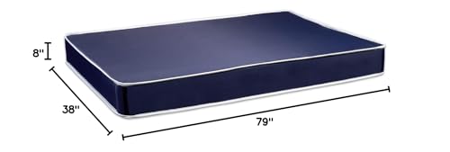 Greaton, 8-Inch Medium Firm Double Sided Tight top Foam Rolled Vinyl Mattress, Twin XL, Blue