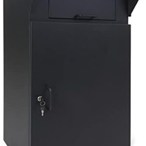 Displays2go 22" w x 36" h Heavy-Duty Outdoor Drop Box w/ Locking Door and Steel Build- Black (FDHDBBF1)