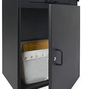 Displays2go 22" w x 36" h Heavy-Duty Outdoor Drop Box w/ Locking Door and Steel Build- Black (FDHDBBF1)