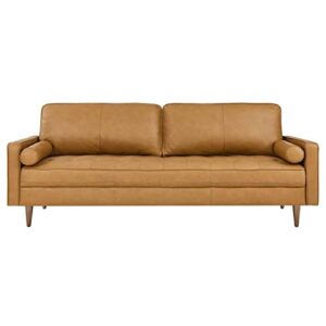 Modway Valour 88" Modern Style Leather and Dense Foam Sofa in Tan Finish