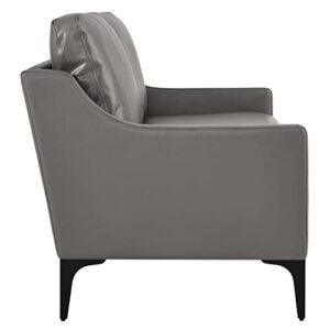 Modway Corland Modern Style Leather and Metal Loveseat in Gray