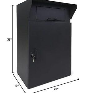 Displays2go 22" w x 36" h Heavy-Duty Outdoor Drop Box w/ Locking Door and Steel Build- Black (FDHDBBF1)