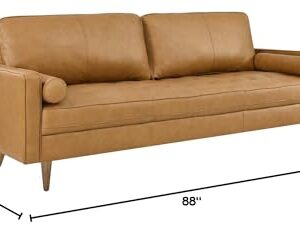 Modway Valour 88" Modern Style Leather and Dense Foam Sofa in Tan Finish