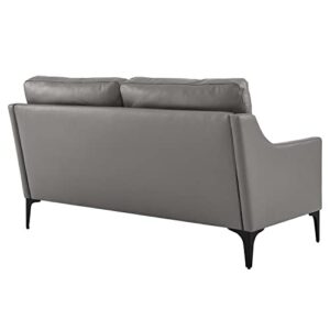 Modway Corland Modern Style Leather and Metal Loveseat in Gray