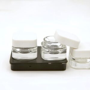 Child Proof 15ml Square jar Glass Containers (40 Pack) Cube Jar | CannaAroma (White Lid)