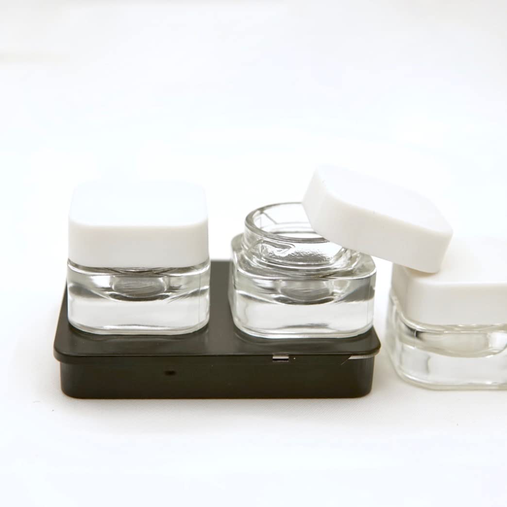 Child Proof 15ml Square jar Glass Containers (40 Pack) Cube Jar | CannaAroma (White Lid)