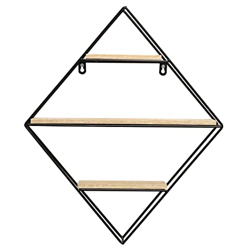 InPlace Barnwood/Metal Diamond Wire Shelf, 3.98" D x16.26 W x 19.83" H