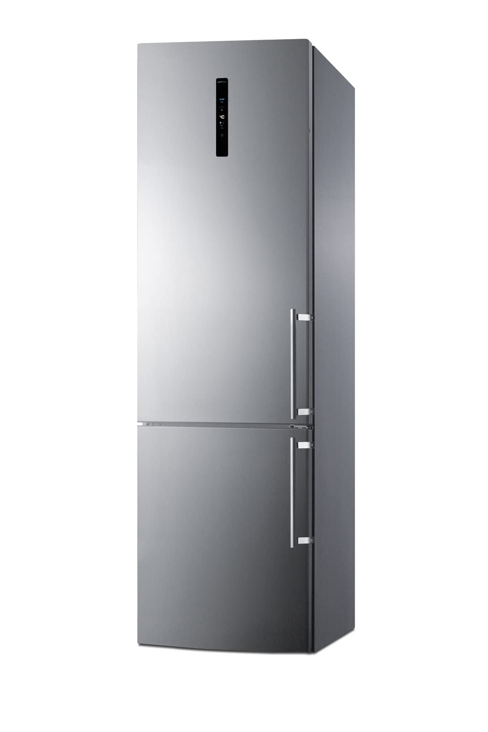 Summit Appliance FFBF181ES2LHD Bottom Freezer Refrigerator, 24" Wide, High Temperature Alarm, 11.7 cu.ft Capacity, Stainless Steel Door, Left Hand Door Swing, Multi-Flow Fan, Digital Thermostats