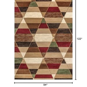 JONATHAN Y UNQ101B-8 Kehoe Retro Diamonds Geometric Indoor Area -Rug, Modern, Contemporary, Transitional Easy -Cleaning,Bedroom,Kitchen,Living Room,Non Shedding, Red/Brown/Cream, 8 X 10