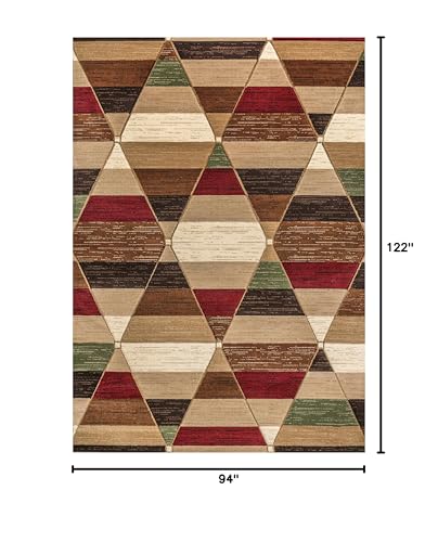 JONATHAN Y UNQ101B-8 Kehoe Retro Diamonds Geometric Indoor Area -Rug, Modern, Contemporary, Transitional Easy -Cleaning,Bedroom,Kitchen,Living Room,Non Shedding, Red/Brown/Cream, 8 X 10