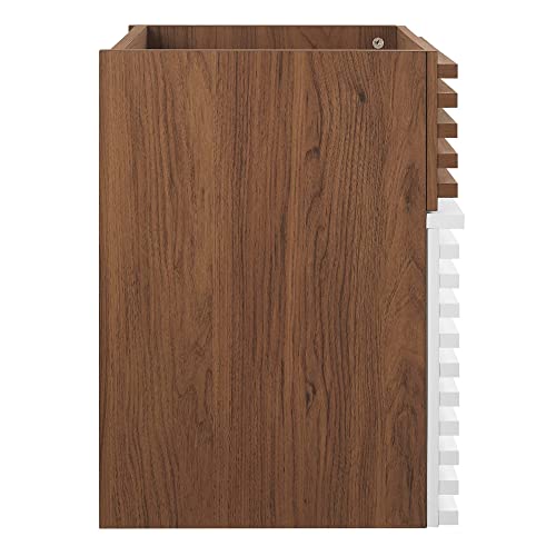 Modway Render 17" MDF Wood Wall-Mount Bathroom Vanity Cabinet in White/Walnut