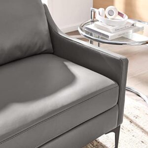 Modway Corland Modern Style Leather and Metal Loveseat in Gray