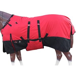 Red 78 in HILASON 600D Winter Waterproof Poly Horse Blanket Belly Wrap Red | Horse Sheet | Horse Turnout Sheet | Horse Sheets for Winter | Waterproof Turnout Sheets for Horses