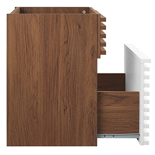 Modway Render 17" MDF Wood Wall-Mount Bathroom Vanity Cabinet in White/Walnut