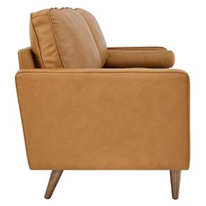 Modway Valour 88" Modern Style Leather and Dense Foam Sofa in Tan Finish