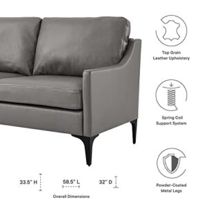 Modway Corland Modern Style Leather and Metal Loveseat in Gray