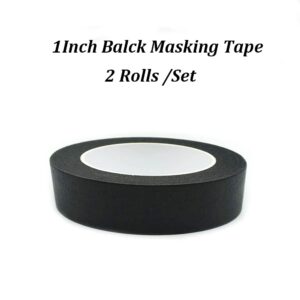 Zellykool Masking Tape 1 Inch, 2 Rolls Painter's Tape 1 Inch x 55 Yards, Painting Adhesive Tape for Painting, Home, Office, School Stationery, Arts, Crafts, Decoration (Black)