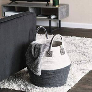 Household Essentials Bono Basket, Cotton, Gray and White