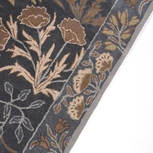 Restoration and Renovation Handmade Floral Adeline Beige/Blue Tulips Traditional Crafted Wool Area Rug for Living Room Bedroom and Kitchen (Blue, 4X6 FT)