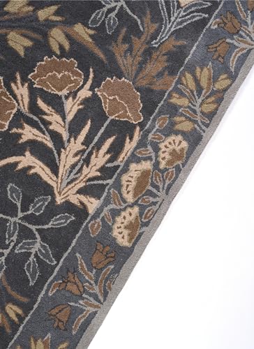 Restoration and Renovation Handmade Floral Adeline Beige/Blue Tulips Traditional Crafted Wool Area Rug for Living Room Bedroom and Kitchen (Blue, 4X6 FT)