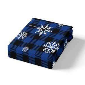 Christmas Kids Bedding Set White Christmas Tree Bedding Duvet Cover Set for Boys Girls Decor Snowflake Comforter Cover Set Blue Black Buffalo Check Bedspread Cover Bedroom Quilt Cover 3Pcs Full Size