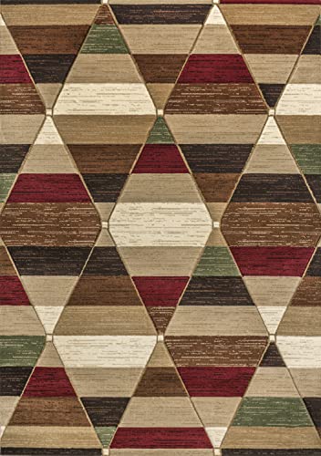 JONATHAN Y UNQ101B-8 Kehoe Retro Diamonds Geometric Indoor Area -Rug, Modern, Contemporary, Transitional Easy -Cleaning,Bedroom,Kitchen,Living Room,Non Shedding, Red/Brown/Cream, 8 X 10