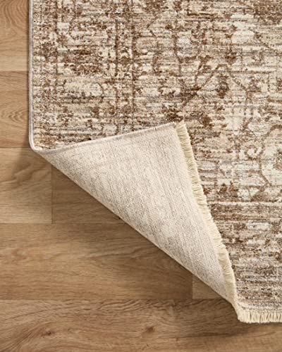 Loloi Sorrento Collection 6'-7" x 9'-10" Area Rug in Bark/Natural - Vintage Inspired Patterned Area Rug, Unique Area Rug for Living Room, Bedroom, Dining Area