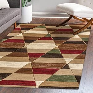 JONATHAN Y UNQ101B-8 Kehoe Retro Diamonds Geometric Indoor Area -Rug, Modern, Contemporary, Transitional Easy -Cleaning,Bedroom,Kitchen,Living Room,Non Shedding, Red/Brown/Cream, 8 X 10