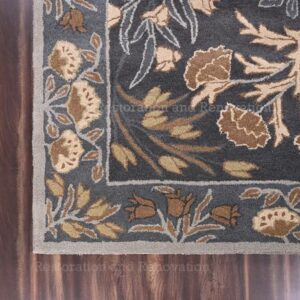 Restoration and Renovation Handmade Floral Adeline Beige/Blue Tulips Traditional Crafted Wool Area Rug for Living Room Bedroom and Kitchen (Blue, 4X6 FT)