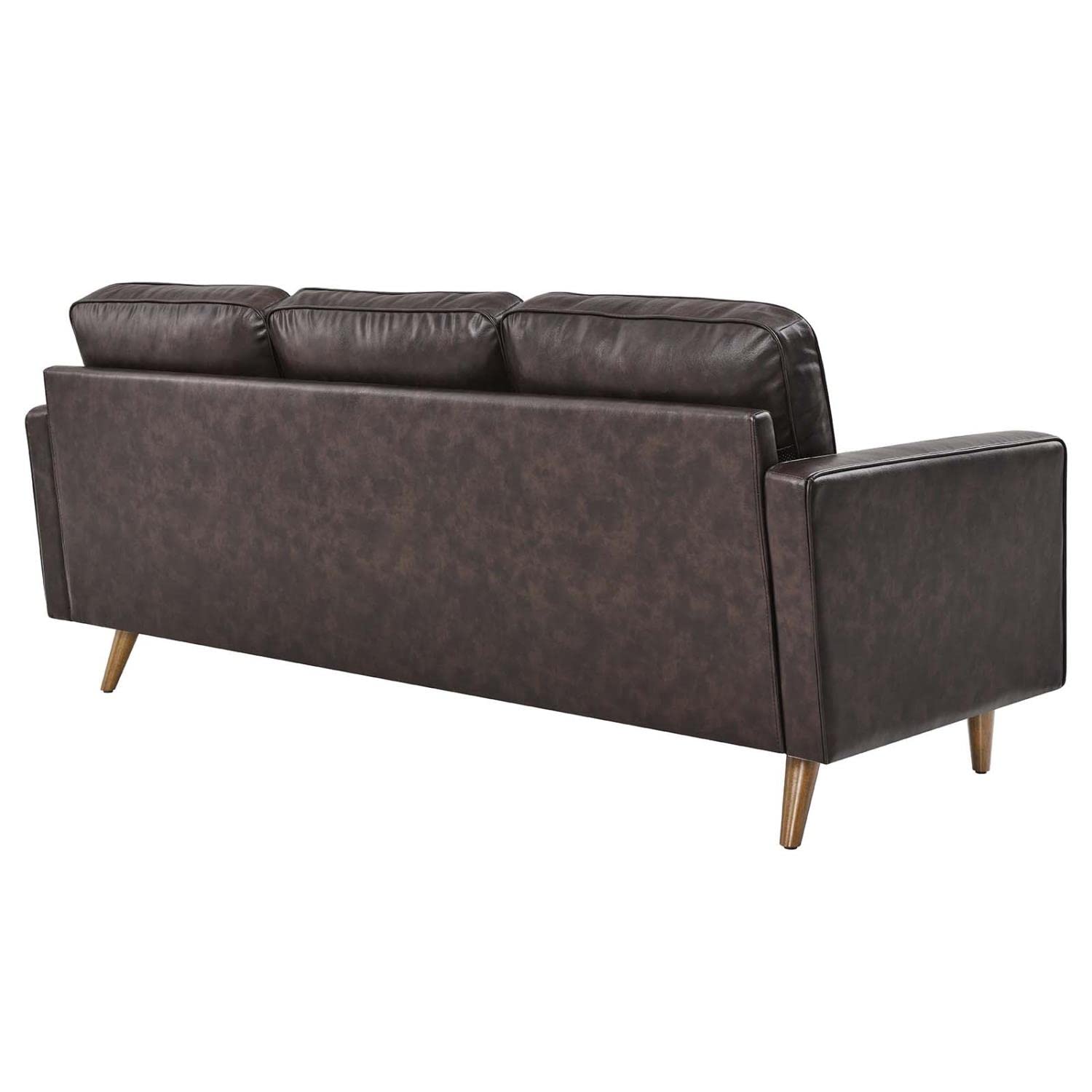 Modway Valour 78" Modern Style Leather Apartment Sectional Sofa in Brown