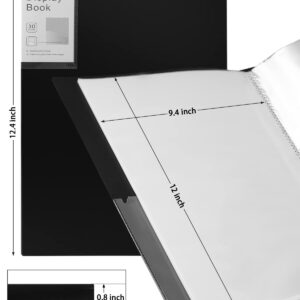 Portfolio Folder for Artwork Art Portfolio Binder 2 Packs 9"x12" Demo Book Black Portfolio Folder with Protective Film Binder with Plastic Sleeve 30 Pockets 60 Page Capacity