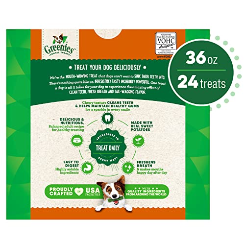 Greenies Large Natural Dog Dental Treats, Sweet Potato Flavor, 36 oz. Pack (24 Treats)