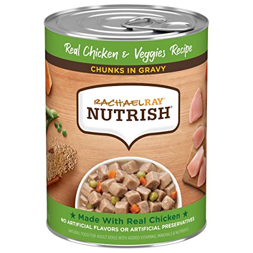 Rachael Ray Nutrish Chunks in Gravy Wet Dog Food Real Chicken & Veggies Recipe, 13 Ounce (Pack of 12)