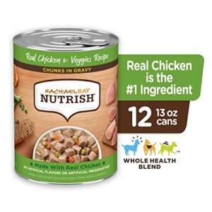 Rachael Ray Nutrish Chunks in Gravy Wet Dog Food Real Chicken & Veggies Recipe, 13 Ounce (Pack of 12)