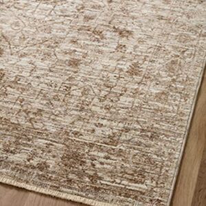 Loloi Sorrento Collection 6'-7" x 9'-10" Area Rug in Bark/Natural - Vintage Inspired Patterned Area Rug, Unique Area Rug for Living Room, Bedroom, Dining Area