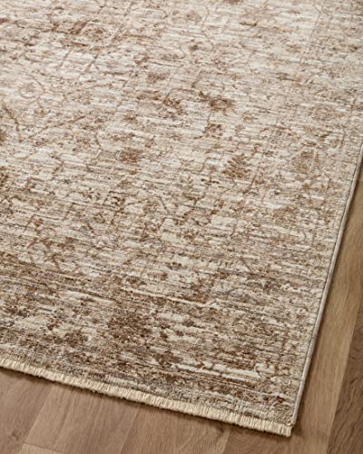 Loloi Sorrento Collection 6'-7" x 9'-10" Area Rug in Bark/Natural - Vintage Inspired Patterned Area Rug, Unique Area Rug for Living Room, Bedroom, Dining Area