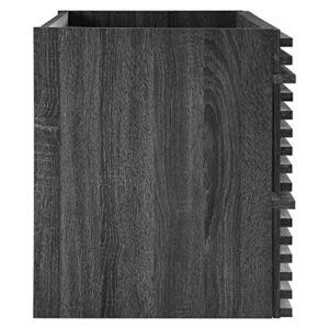 Modway Render 35" MDF Wood Wall-Mount Bathroom Vanity Cabinet in Charcoal