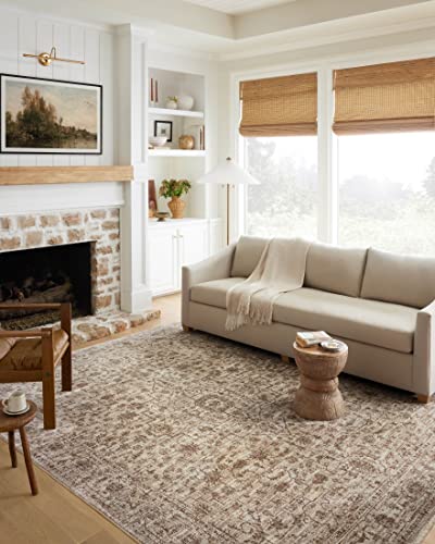 Loloi Sorrento Collection 6'-7" x 9'-10" Area Rug in Bark/Natural - Vintage Inspired Patterned Area Rug, Unique Area Rug for Living Room, Bedroom, Dining Area