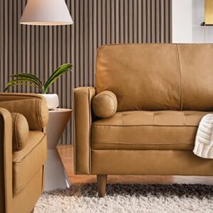 Modway Valour 88" Modern Style Leather and Dense Foam Sofa in Tan Finish