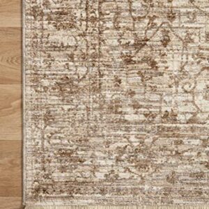 Loloi Sorrento Collection 6'-7" x 9'-10" Area Rug in Bark/Natural - Vintage Inspired Patterned Area Rug, Unique Area Rug for Living Room, Bedroom, Dining Area