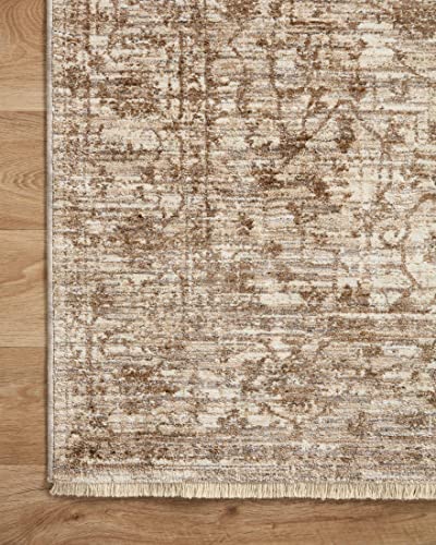 Loloi Sorrento Collection 6'-7" x 9'-10" Area Rug in Bark/Natural - Vintage Inspired Patterned Area Rug, Unique Area Rug for Living Room, Bedroom, Dining Area