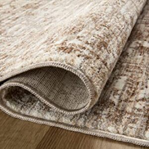 Loloi Sorrento Collection 6'-7" x 9'-10" Area Rug in Bark/Natural - Vintage Inspired Patterned Area Rug, Unique Area Rug for Living Room, Bedroom, Dining Area