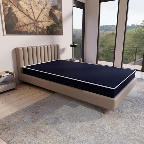 Wayton, 5/7/8/10 Inch Medium Firm Water-Resistance Vinyl Foam Mattress, Easy to Clean, Comfortable & Noise Free, Full, Blue