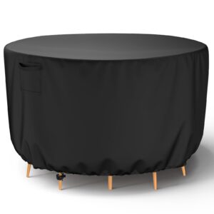 mrrihand round patio furniture cover - waterproof heavy duty 600d outdoor table chair set covers anti-fading cover for outdoor furniture set, 96"diax28"h, black