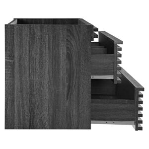 Modway Render 35" MDF Wood Wall-Mount Bathroom Vanity Cabinet in Charcoal