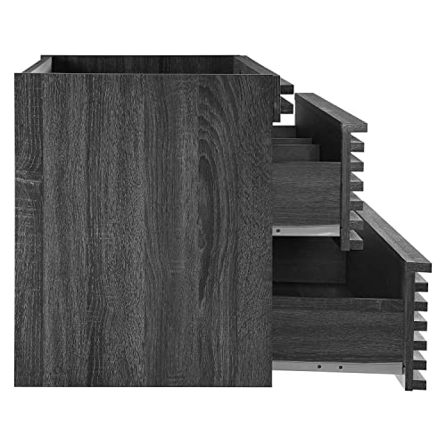 Modway Render 35" MDF Wood Wall-Mount Bathroom Vanity Cabinet in Charcoal