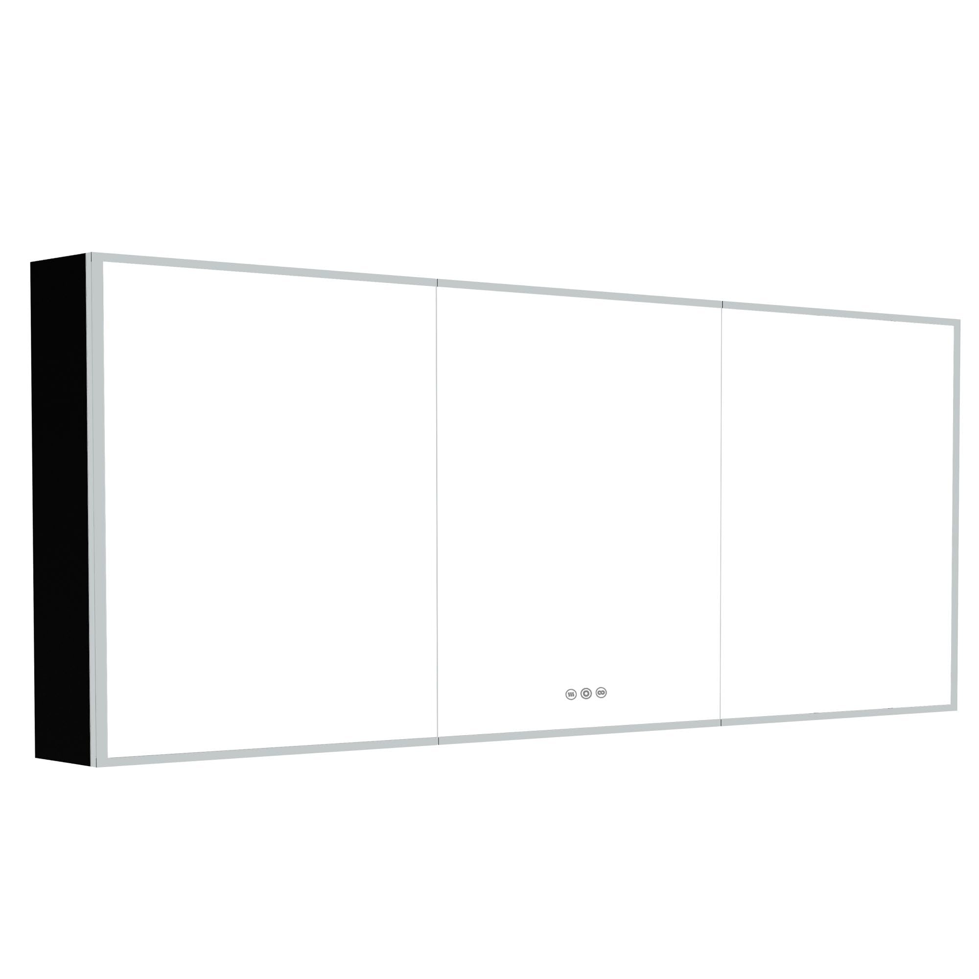 tunuo Medicine Cabinets for Bathroom with Mirror, 60”W x 36”H Wall Mounted LED Medicine Cabinet Mirror with Defogger, Dimmer, Outlets & USB, Three Doors